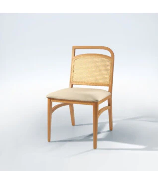 Cadeira Munique com Encosto em Ratan Para Mesa de Jantar