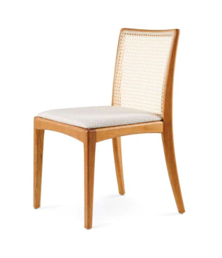 Cadeira Charlotte com Tela Ratan Sextavado Natural Para Mesa de Jantar