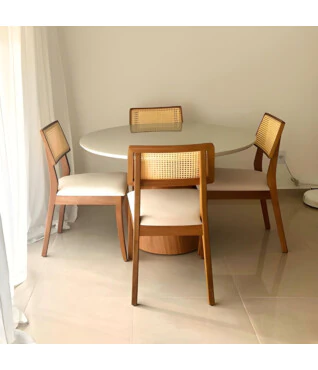 Conjunto Mesa Redonda 90cm com 4 Cadeiras Firenze Ratan Sextavado
