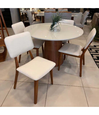 Conjunto Mesa Redonda 1,10m de Diâmetro com 4 Cadeiras Servia