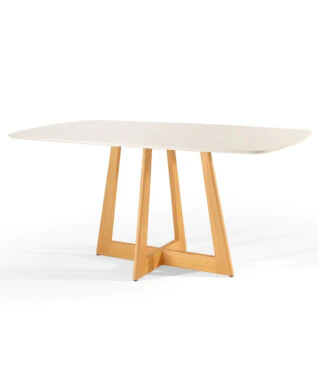 Mesa de Jantar Ane 1,20m x 0,90m Com Vidro Off White