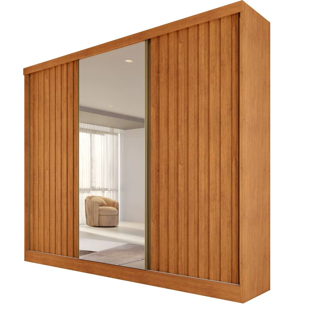 Guarda-Roupa Petrus 3 Portas de Correr 1 Espelho 100% MDF Bianchi