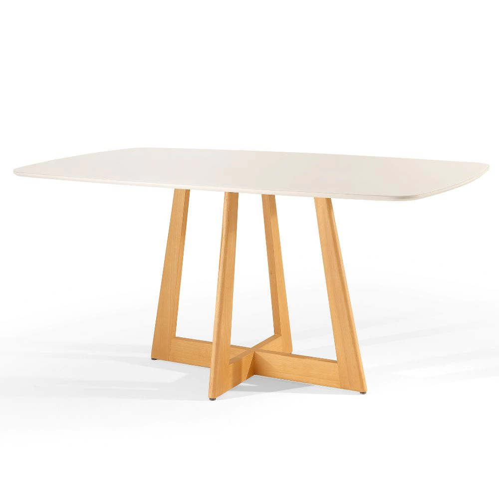 Mesa de Jantar Ane 1,20m x 0,90m Com Vidro Off White