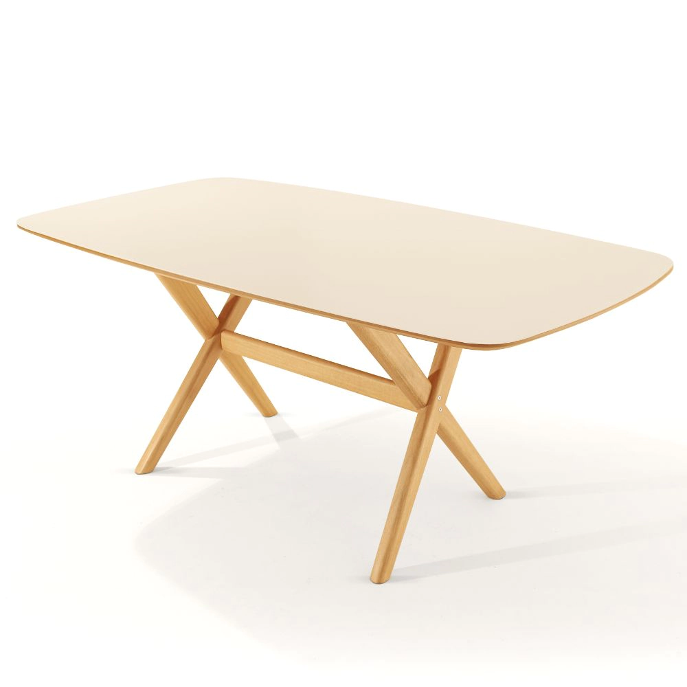 Mesa de Jantar Miami 1,60m x 0,90m Com Vidro Off White