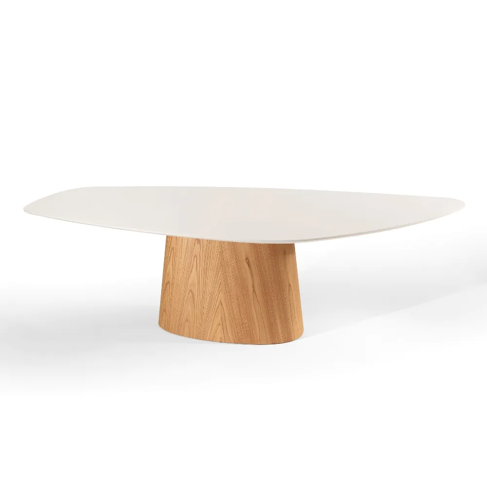 Mesa de Jantar Orla 2,20m x 1,10m Com Vidro Off White PRONTA ENTREGA